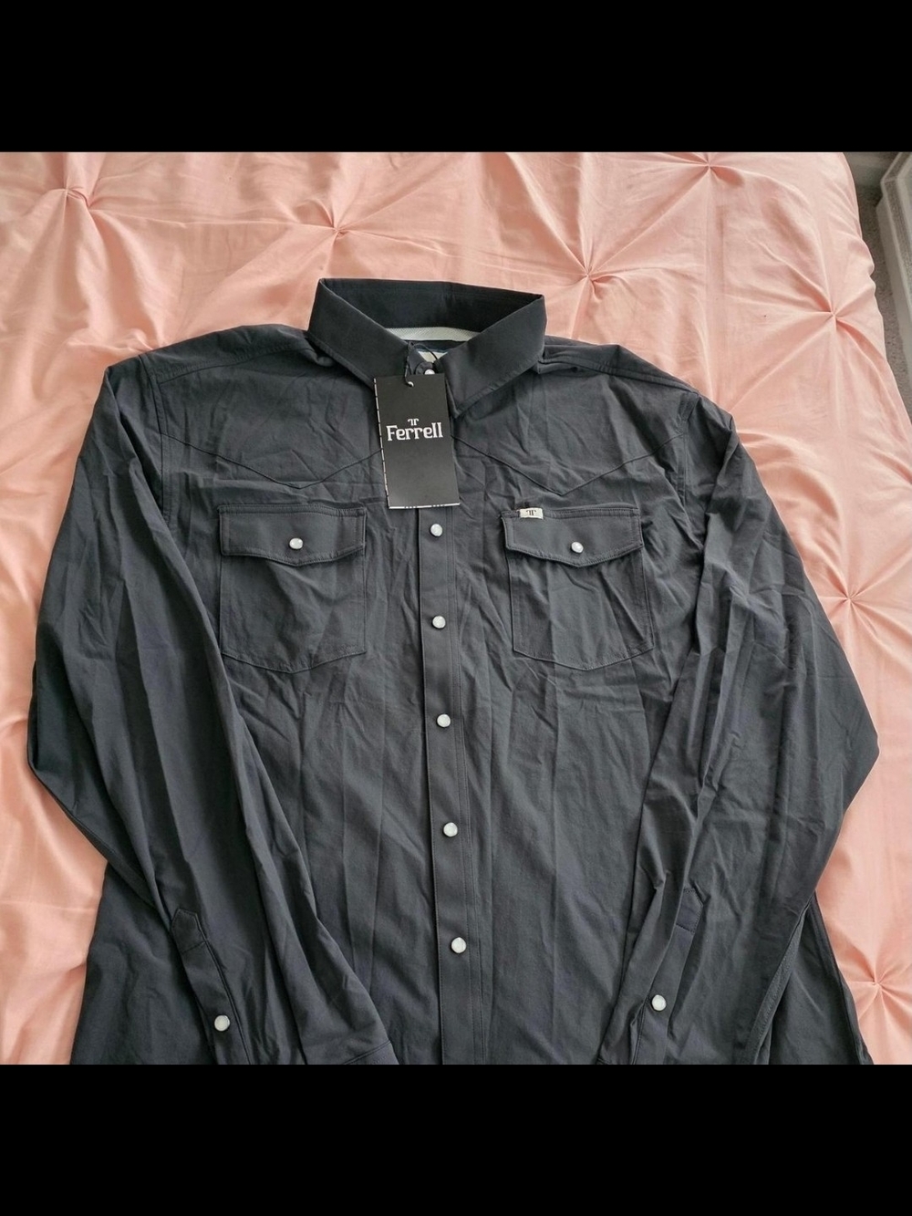 Ferrell Men's Black Lightweight Button-Front Shirt